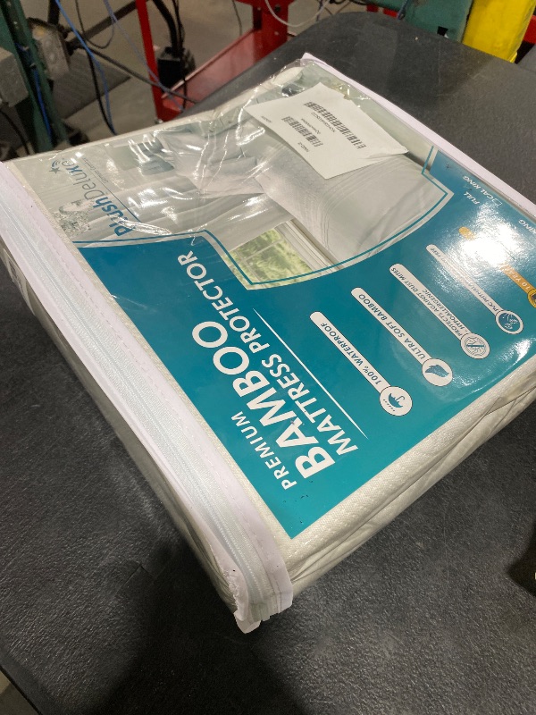 Photo 1 of PlushDeluxe Premium Bamboo Mattress Protector – Queen Size, Waterproof, & Ultra Soft Breathable Noiseless Washable Bed Mattress Cover for Comfort & Protection - White