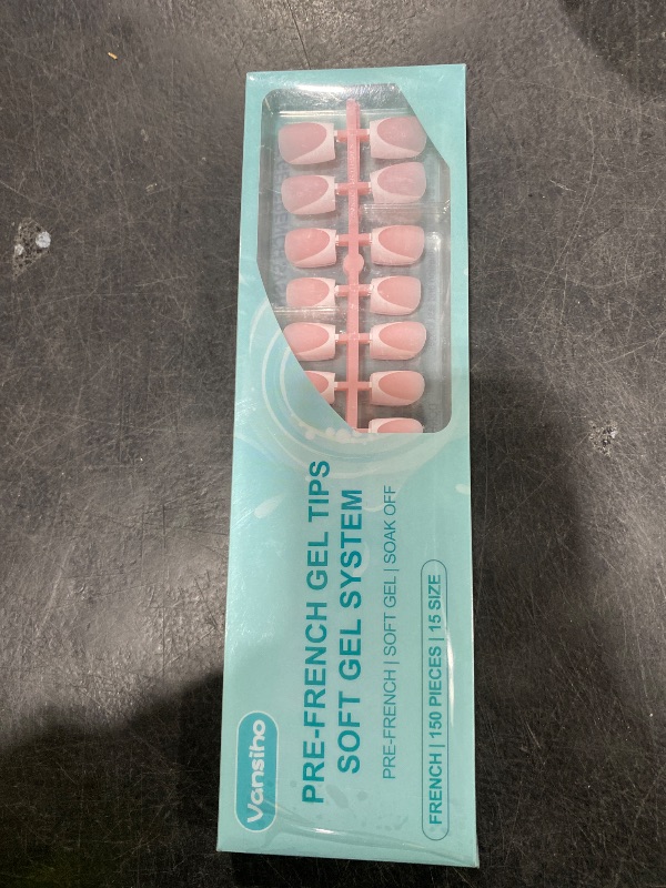 Photo 1 of **INCOMPLETE** Vansiho Deep French Gel Nail Tips, 150Pcs Short Square French Tips Press on Nails, Pink Soft Gel Nails, Fake Nails for Nail Art DIY 15 Sizes