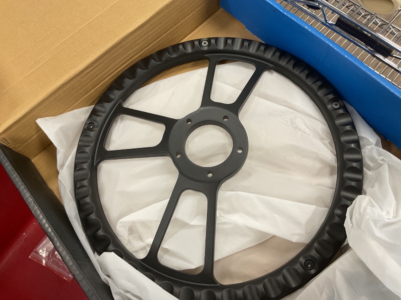 Photo 1 of 5-bolt Black Steering Wheel 14 Inch Aluminum with Black Vinyl Wrap and Chevy Horn Button