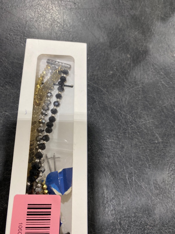 Photo 1 of CAGOS Bracelet Compatible with Fitbit Versa 4 Bands/3/Sense/Sense 2 for Women, Handmade Beaded Elastic Replacement Wristband for Versa 2/1/Lite Watch/Special Edition Watch (Gold/Black, Versa 1/2/Versa Lite/Special Edition)