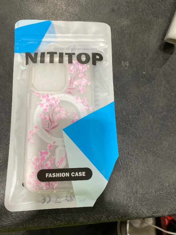 Photo 1 of NITITOP Compatible for iPhone 17 Pro Case Cute Clear Magnetic Compatible with MagSafe Cute Flowers Floral Leaves for Women Girls Hard PC Back Shockproof Protective Phone Cover - Pink
