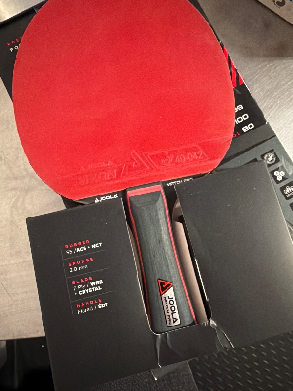 Photo 1 of Joola match pro Ping Pong Paddle with Carbon Fiber Blade and Extreme Spin for Tournament Play - Red and Blue Colors
