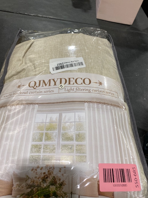 Photo 1 of Blackout Curtains 60 Inches Extra Wide Natural Linen Curtains 108 Inch Length for Living Room, Pleated Farmhouse Bedroom Thermal Heavy Drapes for Winter Thick Large Window 60"W x 108"L 2 Panels