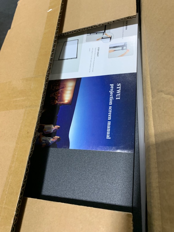 Photo 1 of STWUI Outdoor-Projector-Screen-with-Stand - 120 inch Portable Projector Screen Indoor Outdoor Projector Screens 16:9 4K HD Lightweight Movie Screen with Carry Bag for Backyard Movie Night