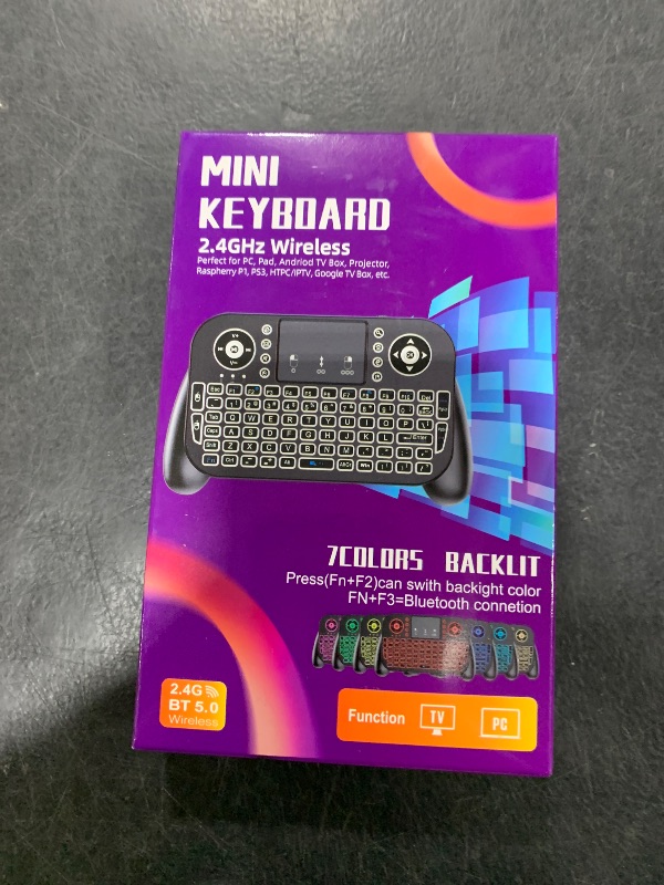 Photo 1 of MRSVI Mini Keyboard with Touchpad-2.4GHz & Bluetooth Dual-Mode,7-Color Backlight, Multimedia Hotkeys, Rechargeable, for Android TV Box, Smart TV, Projector, PS3, PC, Tablet, Windows/iOS/Android