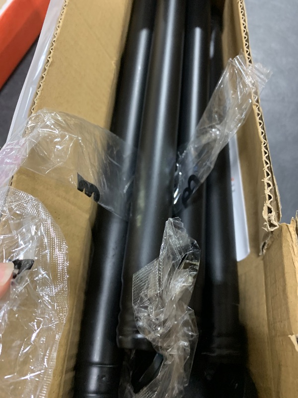 Photo 1 of Tension Curtain Rod Extra Long Outdoor Curtain Rod Black Shower Curtain Rods No Drilling 31-168 In?2.58-14Ft?Adjustable Spring Tension Rods Heavy Duty for Bathroom Patio Window Rust Proof