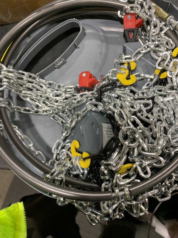 Photo 1 of Auto Fixing Snow Chains for Car Tires, Tire Chains for Passenger Cars, Sedan, SUVs, Quick Fit & Easy Installation Snow Tire Chains, Portable Reusable Emergency Tire Traction Chain, Set of 2 (HPK-1553)