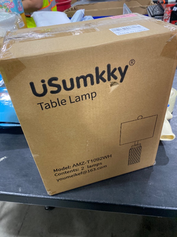 Photo 1 of **INCOMPLETE SET** USumkky 20.5" White Modern Ceramic Bedside Lamp for Bedroom Decor Farmhouse Table Lamp for Living Room Office Dorm
