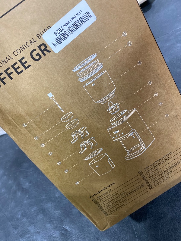 Photo 1 of SHARDOR Conical Burr Espresso Coffee Grinder Electric with Precision Timer 2.0, Touchscreen Adjustable Burr Mill with 51 Precise Settings for Home Use, Anti-static, Stainless Steel