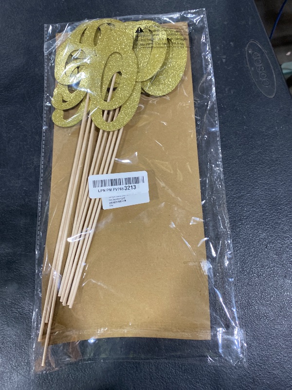 Photo 1 of 10-Pack Double Sided Glitter 90th Birthday Centerpiece Anniversary Centerpiece Sticks, Number 90 Table Topper Cake Topper for 90th Birthday Anniversary Table Party Decorations (Double Sided gold)