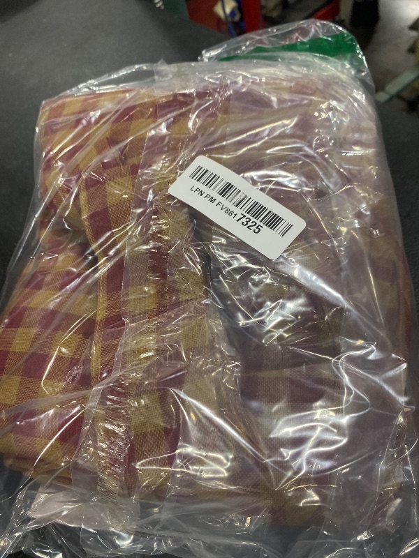 Photo 1 of VHC Brands Star Cotton Primitive Curtains Rod Pocket Tie Back(s) Appliqued Panel Pair, of King, Burgundy Red