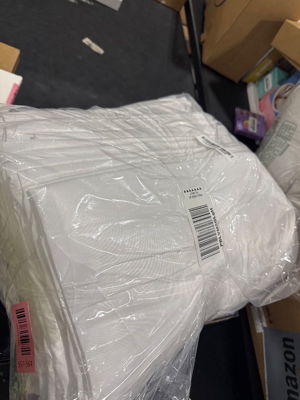 Photo 1 of 10 Pack White Round Tablecloths, 120 Inch Stain Resistant and Wrinkle Polyester Fabric Washable Table Clothes Cover for Kitchen Dining, Wedding, Reception Banquet, Birthday Party, Buffet Restaurant