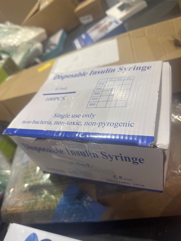 Photo 1 of 0.5ml Syringe with Cap, 31G 1/4" 6mm 1/2cc Syringes, Disposable Individual Package, Pack of 100