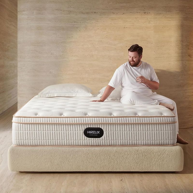 Photo 1 of Queen Size Mattress 14 Inch, Medium Plush with Memory Foam and Individually Wrapped Pocket Coils, Fiberglass-Free, CertiPUR-US Certified