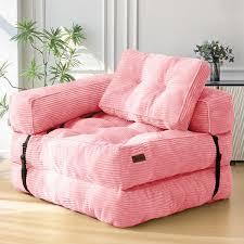 Photo 1 of MAXYOYO Folding Sofa Bed, L-Shaped Convertible Sofa Bed with Armrest Foldable Sleeper Sofa, Pink