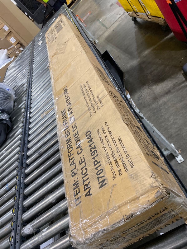 Photo 1 of GORELAX King Wood Platform Bed Frame, Minimalist Style Mattress Foundation, Heavy Duty Slat Support Without Headboard, Low Bed Frame Easy Assembly, No Noise (Walnut, Queen)