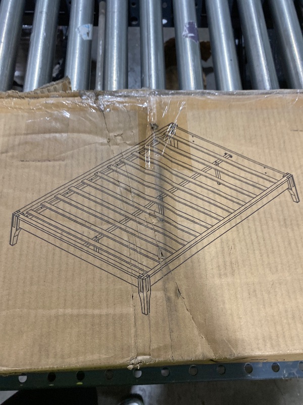 Photo 1 of GORELAX King Wood Platform Bed Frame, Minimalist Style Mattress Foundation, Heavy Duty Slat Support Without Headboard, Low Bed Frame Easy Assembly, No Noise (Walnut, Queen)