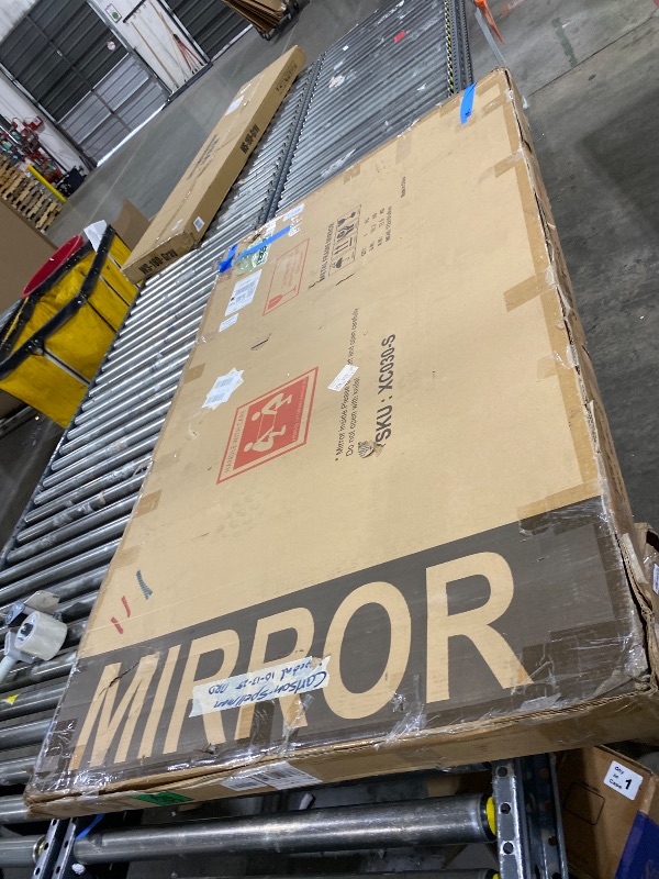 Photo 1 of Hasipu Brushed Silver Bathroom Mirror 63x35 Inch Rounded Rectangle Vanity Mirror Metal Framed Wall Mirrors Anti-Rust Surface Mount (Hangs Horizontal or Vertical)