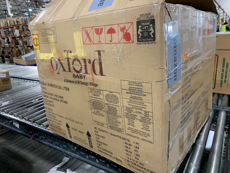 Photo 1 of Oxford Baby Uptown Upholstered Glider Recliner Rocking Chair 360° Swivel for Nursery and Living Room – Boucle White