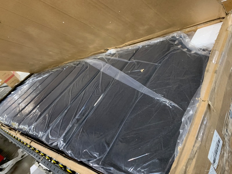 Photo 1 of GarveeHome California King Size Platform Bed Frame with 50.2" Tall Headboard, Velvet Upholstered Bed with Vertical Channel Tufted Headboard & Footboard, Nailhead Trim, No Box Spring Needed, Black