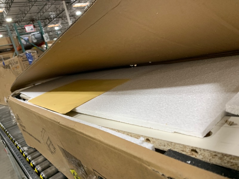 Photo 1 of ROCKPOINT 80 Inch TV Stand Entertainment Center with 3-Sided Glass ,36 Inch Electric Fireplace,White - Furniture