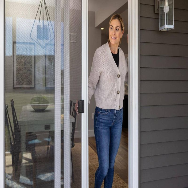 Photo 1 of Ready-to-Assemble Adjustable Sliding Screen Door Kit White 36 Fiber Mesh Fits 95% of U.S. Doors
