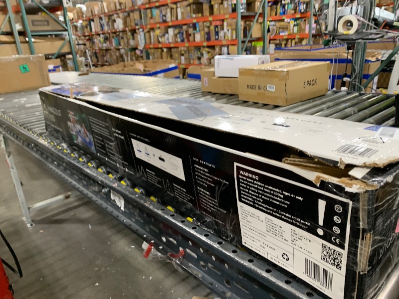 Photo 1 of Hangout Pod Transportable Circular Family Hammock Bed with Stand / Hanging Chair with Stand / Porch Swing with Stand for Garden, Deck, Lawn, Patio and Camping. Ink Blue & Black