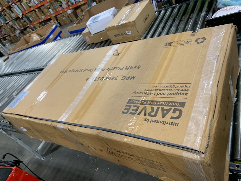 Photo 1 of MISSING MULTIPLE PIECES-------SELLING FOR PARTS ONLY-=------------------------6x4 FT Outdoor Storage Shed with Floor, Plastic Resin Garden Shed with Window & Sloping Roof & Lockable Door for Patio Backyard Garden, Lawn Mower, Bike, Tool Storage