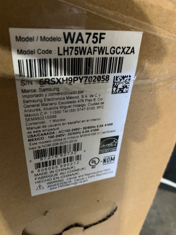 Photo 1 of SAMSUNG 75" Interactive Display Touch Screen Whiteboard WAF Series, Compatible with Android™ Devices, EDLA Certified, OPS Slot, Smart Wireless Sharing, LH75WAFWLGCXZA