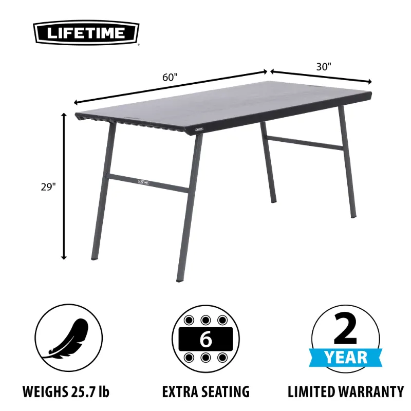 Photo 1 of Lifetime 5 ft. Folding Home Office Desk, Black (80957)