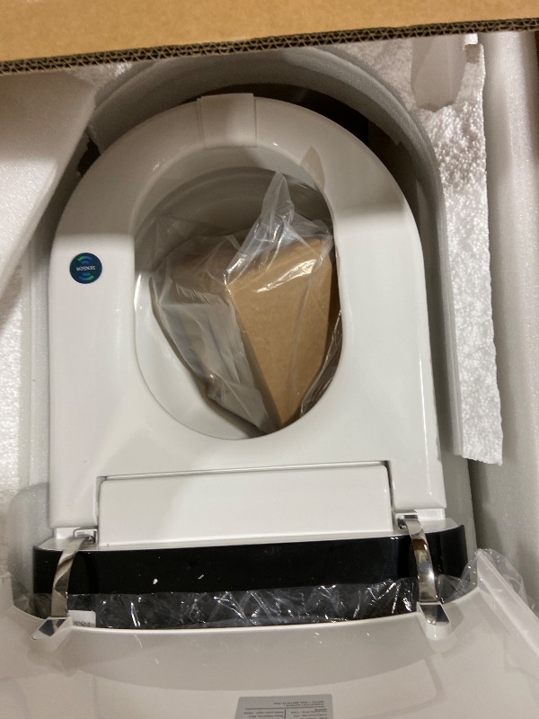 Photo 1 of Bazyths Smart Compact Toilet for Small Bathroom, 23" Depth Shallow Toilet with Foam Shield Auto Open/Close Lid, 12" Rough In, Built-in Tank, Heated Seat Foot Sensor Flush One-Piece (ZY695A Mini)