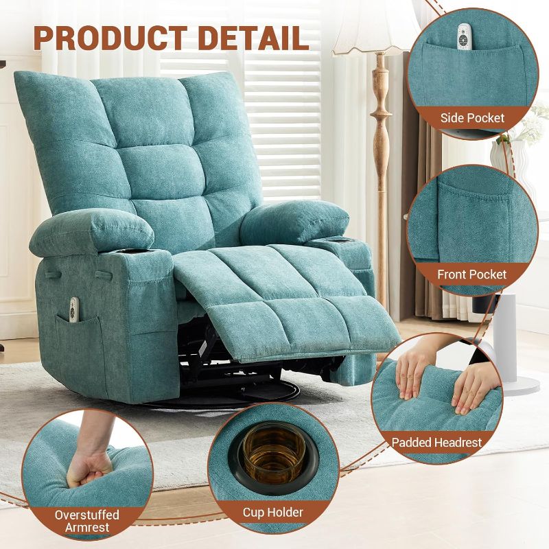 Photo 1 of Garvee Swivel Rocker Recliner Chair with Massage and Heat Oversize Ergonomic Loung