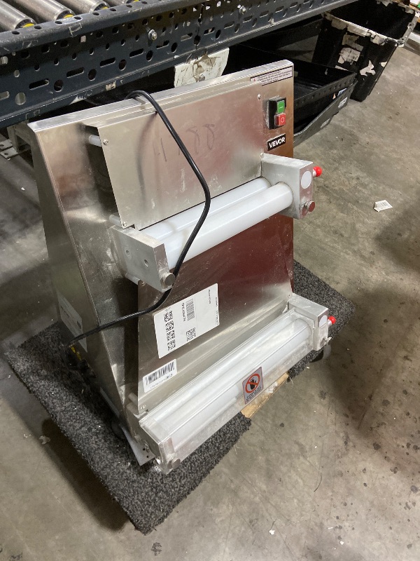 Photo 1 of VEVOR Commercial Pizza Pasta Machine Diameter 3 to 12 Inch, Electric Dough Roller 370W 260 Hour Adjustable Stainless Steel