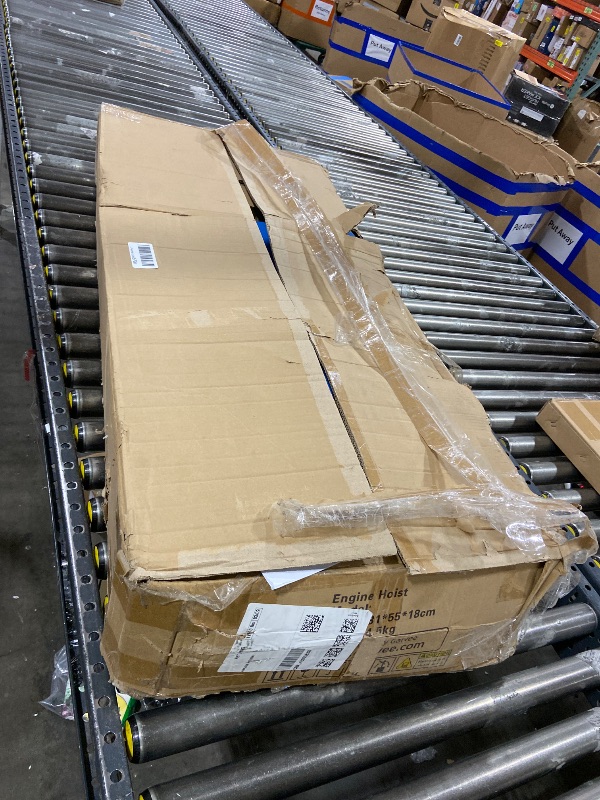 Photo 1 of Garvee 2-Ton Folding Hydraulic Engine Hoist - Heavy-Duty Engine Crane with Leveler, Telescopic Boom, and 6 Casters for Garage, Workshop, and Warehouse, Blue