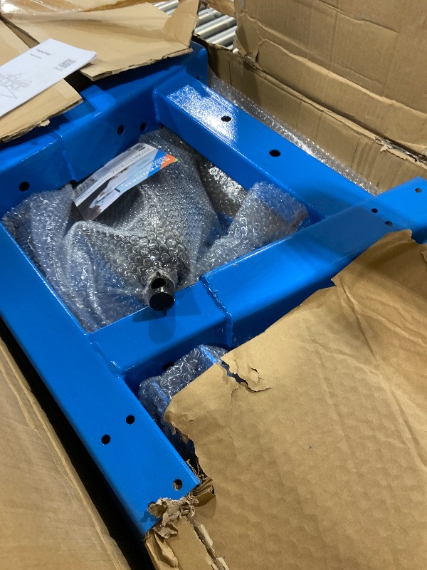 Photo 1 of Garvee 2-Ton Folding Hydraulic Engine Hoist - Heavy-Duty Engine Crane with Leveler, Telescopic Boom, and 6 Casters for Garage, Workshop, and Warehouse, Blue