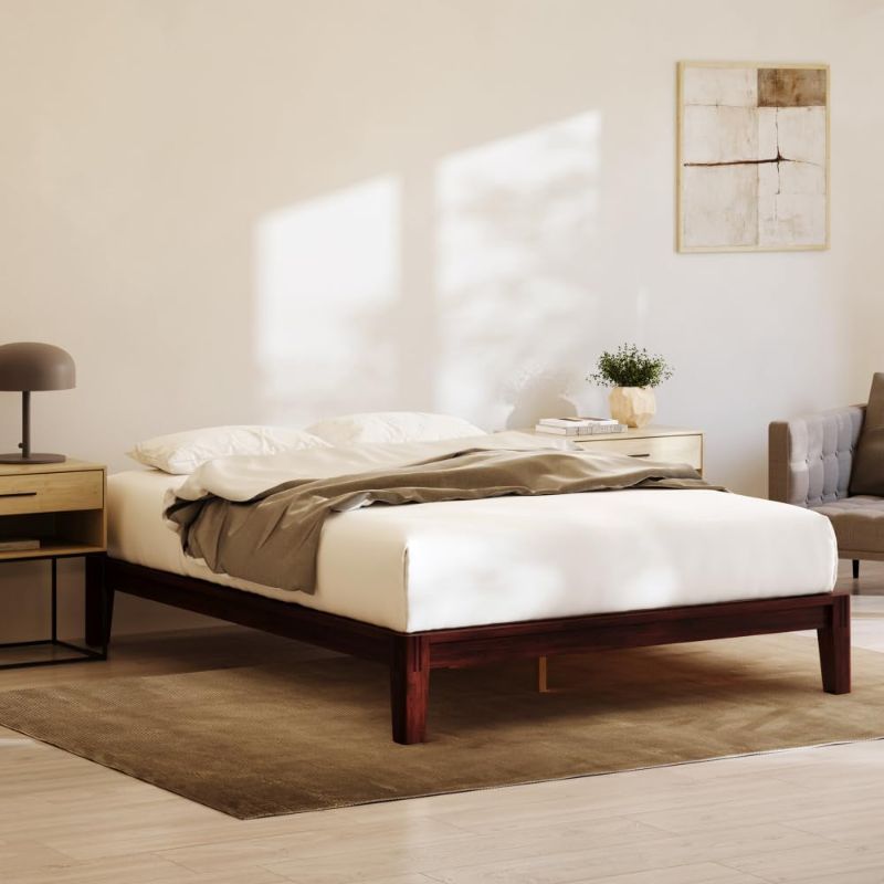 Photo 1 of amboo Platform Bed Frame - King - Walnut - Floating Center Support Legs - 12” Height - Easy Tool Free Set Up - Contemporary and Durable - Sturdy Wooden Support Slats - Holds Up to 800 Pounds