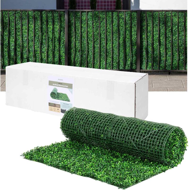 Photo 1 of NatraHedge (33SqFt) Artificial Light Green Grass Wall Decor, Hedge Leaf Boxwood Roll Panels for Indoor, Outdoor, Garden and Balcony Privacy Fence Screen
