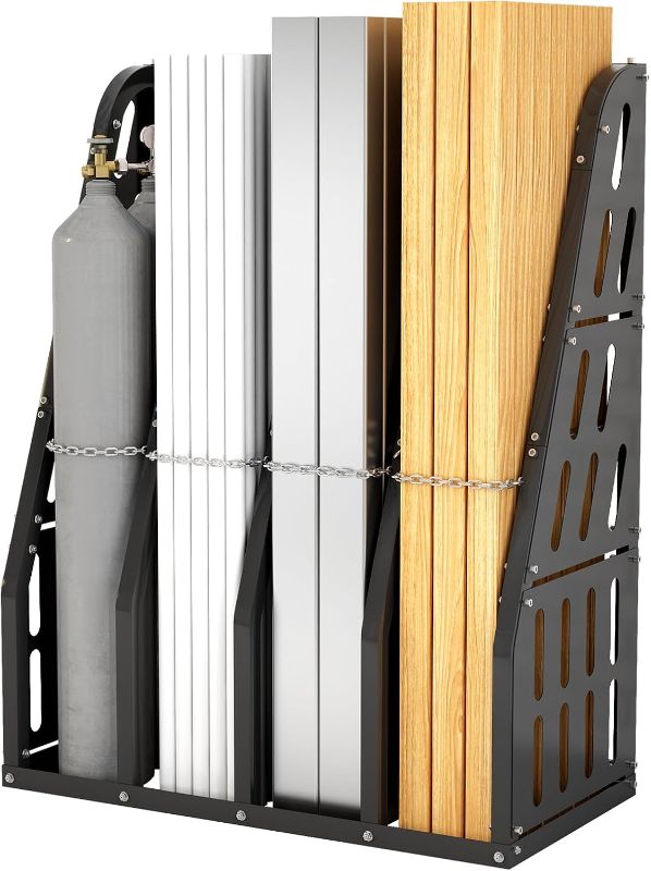 Photo 1 of Vertical Bar Rack, Heavy Duty 1500 lb Capacity – 4-Bay Long Parts Metal Storage Rack for Garage & Warehouse, Lumber, Pipe, Conduit Organizer