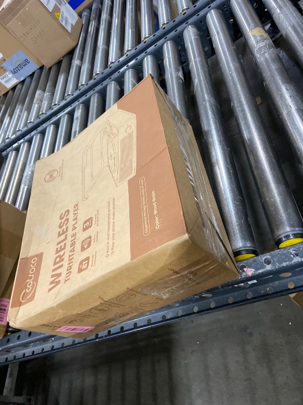 Photo 1 of Record Player for Vinyl with 2 Build-in Speakers LP Vinyl Players Belt-Driven Vintage Turntables 3 Speed 3 Size, Wireless Bluetooth Playback, AUX-in,RCA Out, Headphone, Auto Stop Wood