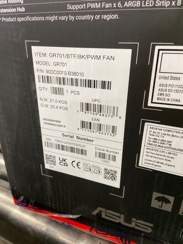 Photo 1 of ASUS ROG Hyperion GR701 EATX Full-Tower Gaming Case, High Airflow Design, Tool-Free Side Panels, Pre-Installed 4x140mm Fans, Supports 420mm Radiators, Built-in Graphics Card Holder, Front USB Type-C