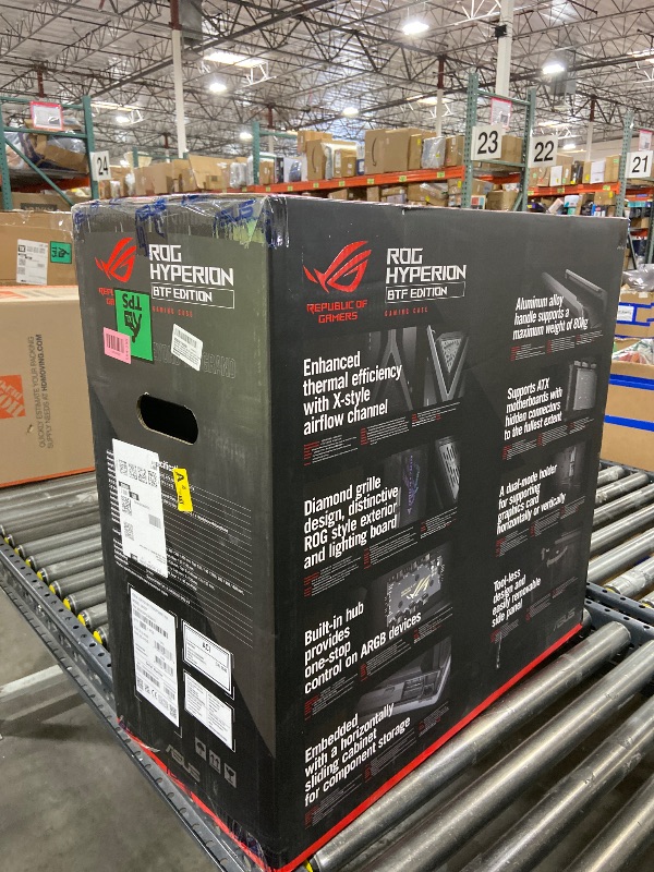 Photo 1 of ASUS ROG Hyperion GR701 EATX Full-Tower Gaming Case, High Airflow Design, Tool-Free Side Panels, Pre-Installed 4x140mm Fans, Supports 420mm Radiators, Built-in Graphics Card Holder, Front USB Type-C