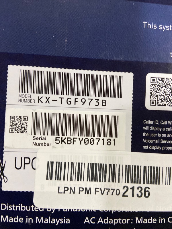 Photo 1 of Panasonic Cordless Phone with Advanced Call Block, Link2Cell Bluetooth, One-Ring Scam Alert, and 2-Way Recording, Phone with Answering Machine, 3 Handsets - KX-TGF973B (Black/Silver Trim)
