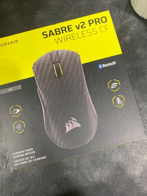 Photo 1 of Corsair Sabre v2 PRO Wireless CF FPS Gaming Mouse – 33,000 DPI Marksman S Sensor, 8,000Hz Hyper-Polling, Carbon Fiber Unibody, Lightweight, Up to 120hr Battery – Black
