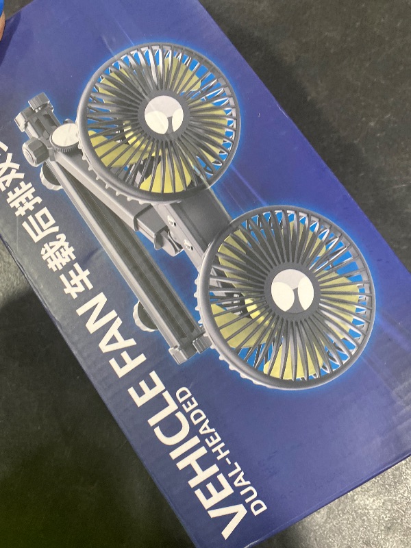 Photo 1 of DICMKY Dual Head Car Cooling Fan for Back Seat with Extension Long Arm, Usb Powered Car Seat Headrest Fan for Baby/Dog Rear Facing 360°Rotatable, 12V Summer Accessories Cooler for Sedan Suv Rv Truck