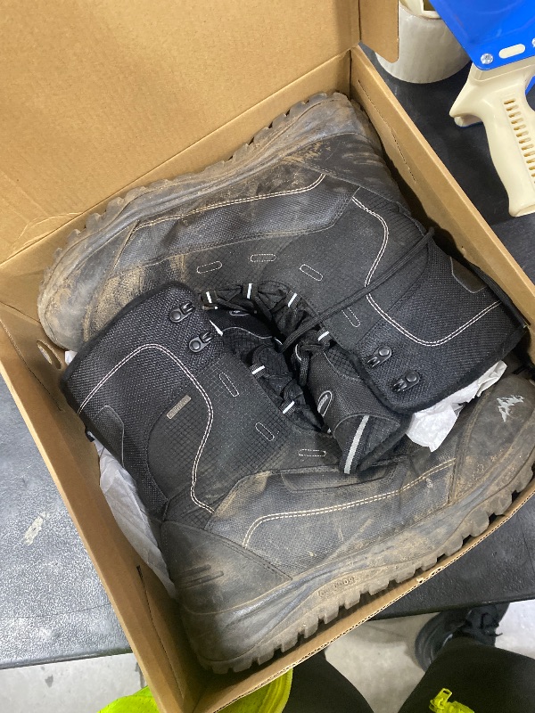 Photo 1 of ROCKMARK Men's Winter Snow Boots, Warm Mid Calf Waterproof Durable Boot,Non-Slip Thermal-Insulated Climbing Black Shoes for Hiking & Ice Fishing & Snow Trekking & Outdoor Work (10, Black)