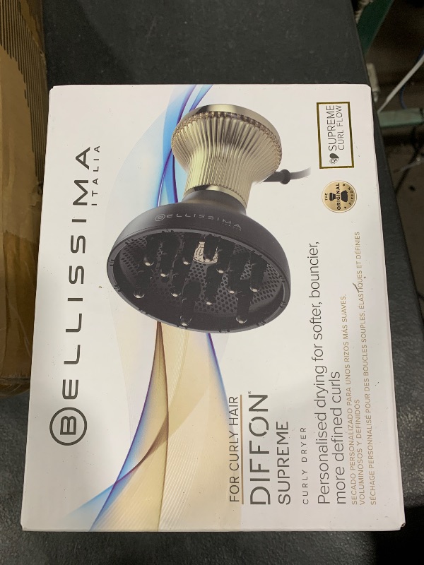Photo 1 of Bellissima Diffon Supreme Diffuser & Curly Hair Dryer - XL Diffuser for Long Waves, Curls, Coils - Cool Button - Anti-Frizz Technology