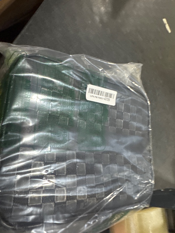 Photo 1 of Makeup Bag with LED Lighted Mirror 12.2 IN Cosmetic Train Case Double Layer Makeup Case Adjustable Brightness in 3 Colors Cosmetic Organizer Artist Storage with Brush Holder Vanity Black Checkerboard