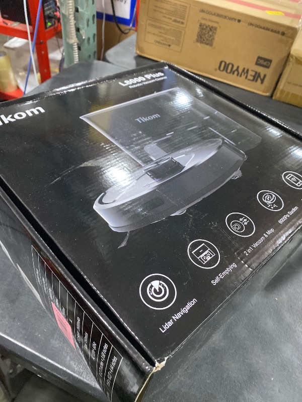 Photo 1 of Tikom Robot Vacuum and Mop, 6000Pa Robotic Vacuum Cleaner with Self-Emptying Base, 90 Days Capacity, LiDAR Navigation, Home Mapping, Ideal for Pet Hair, Hard Floors, Carpet (L8000 Plus)
