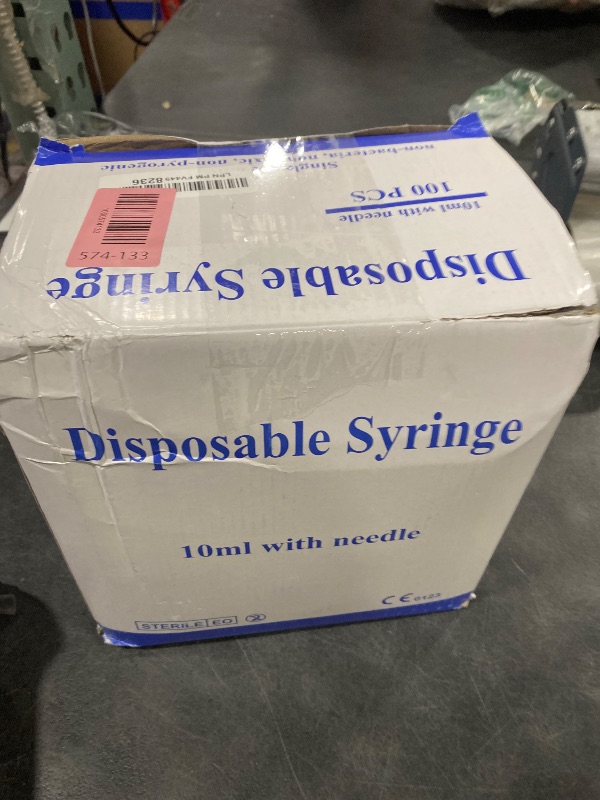 Photo 1 of 100 Pack Disposable 10ml/cc Lab Syringes with 18Ga 1 Inch Needle Luer Lock, Individually Sealed Packed