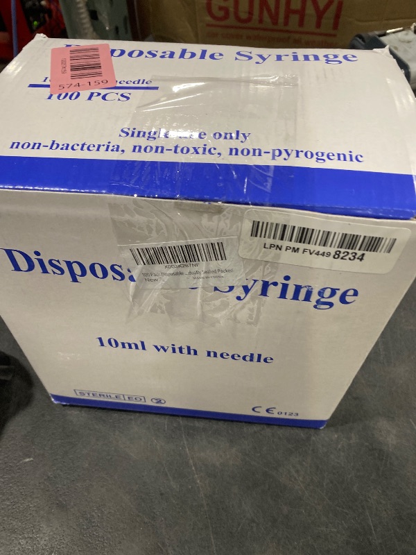 Photo 1 of 100 Pack Disposable 10ml/cc Lab Syringes with 18Ga 1 Inch Needle Luer Lock, Individually Sealed Packed